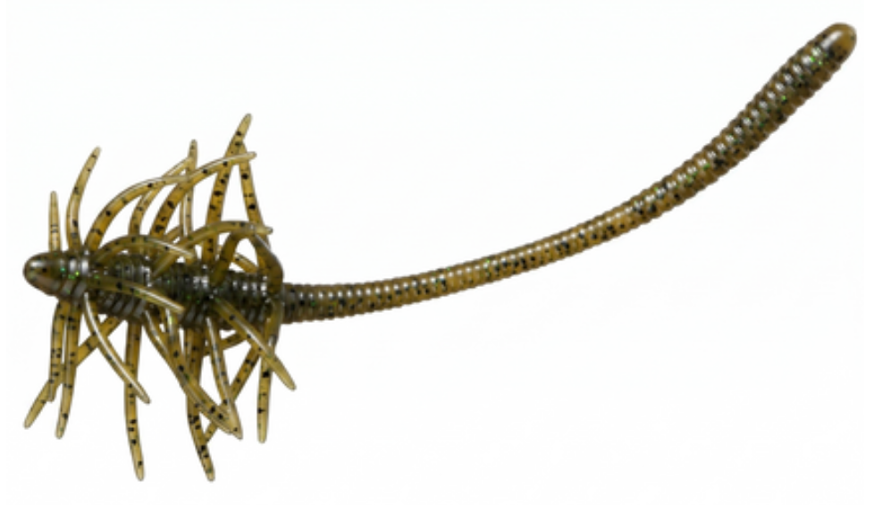 Lunkerhunt BLACK Kimera Worm — 6-inch finesse worm with spiked urchin-style tentacle head