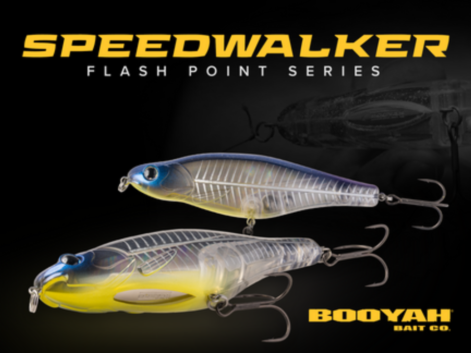 BOOYAH Speedwalker Flash Point Series topwater walking baits with chin blades