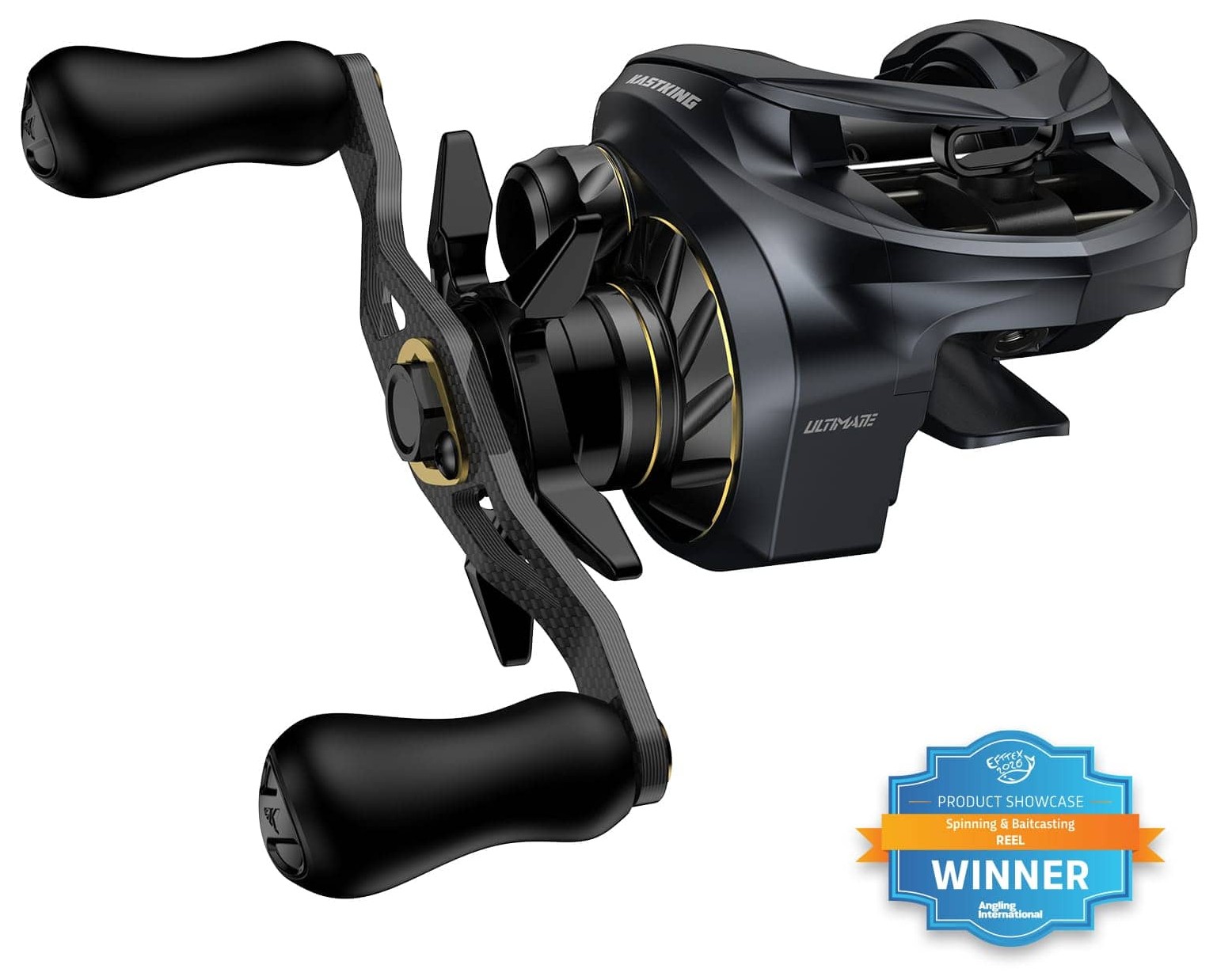 KastKing Kestrel Ultimate BFS baitcasting reel with EFTTEX 2026 Product Showcase winner badge