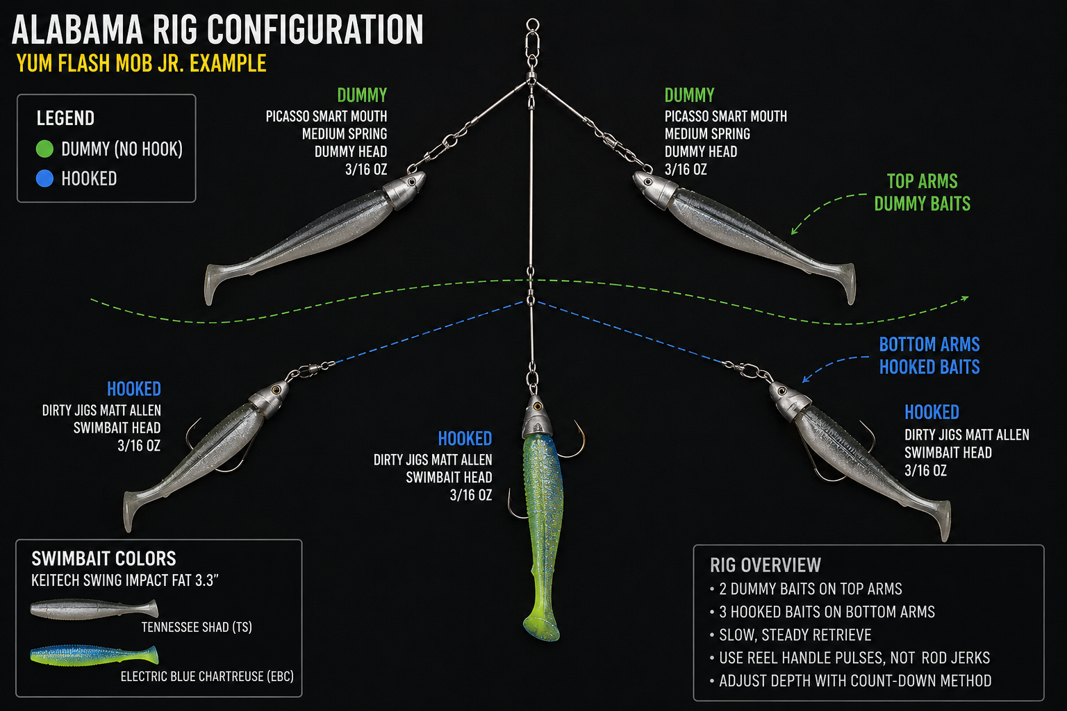 Rigging Diagram 3 hooked / 2 dummy