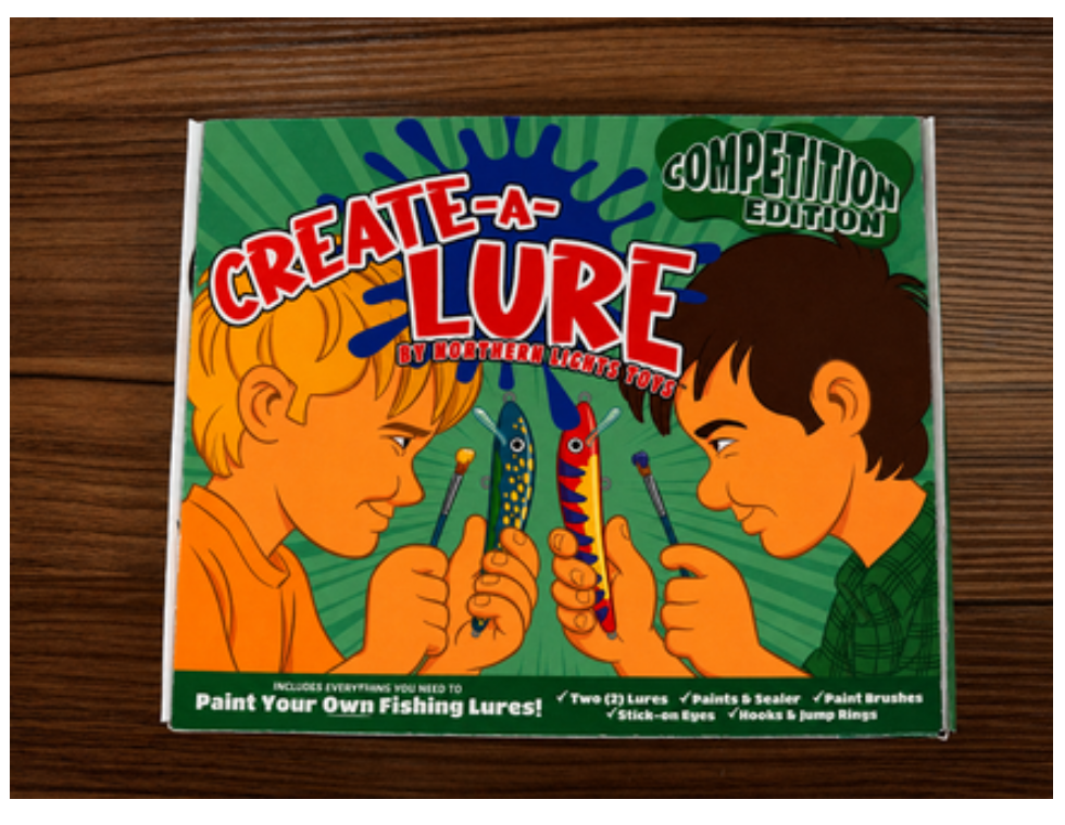 Create-A-Lure Competition Edition kit box — paint-your-own fishing lure kit with two identical lures
