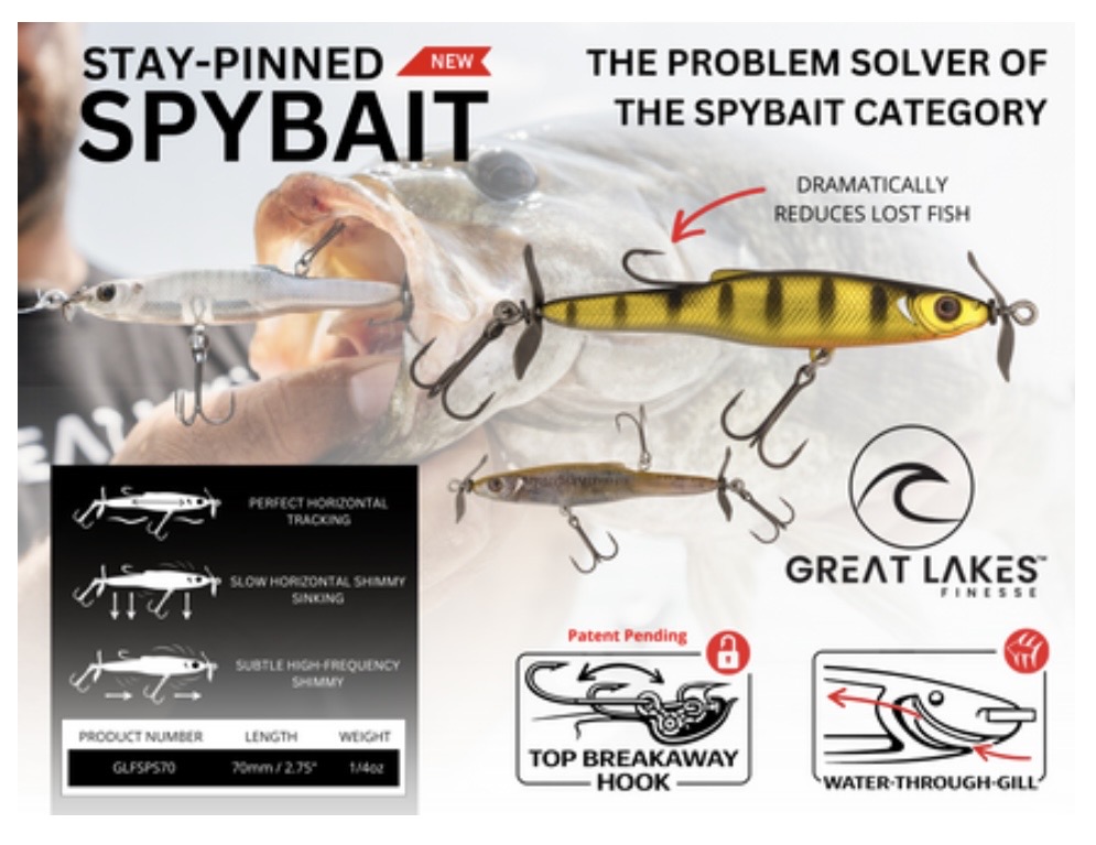 Great Lakes Finesse Stay-Pinned Spybait with Top Breakaway Hook